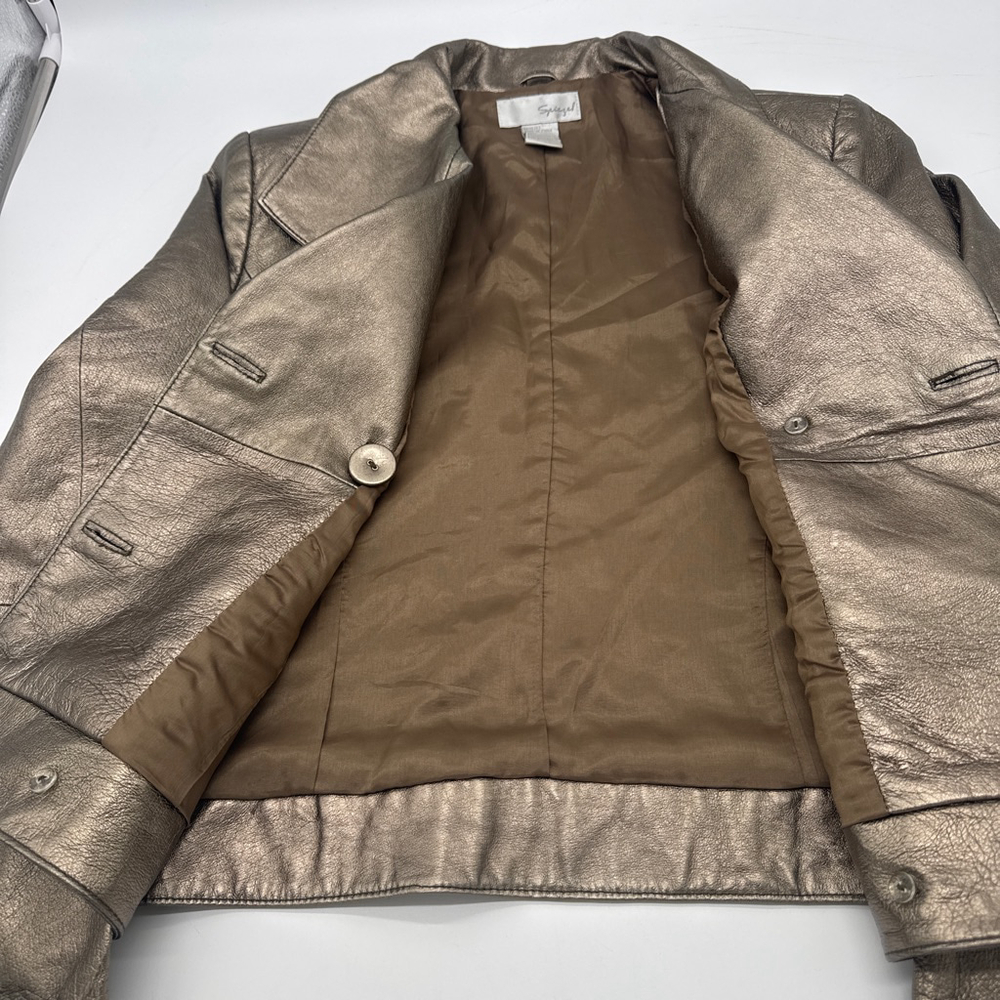 VINTAGE Spiegel Bronze Leather Jacket, Size 6 - Picture 6 of 8
